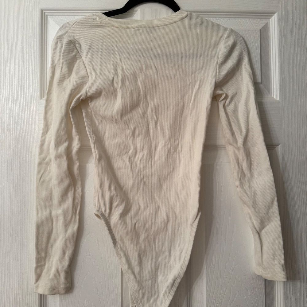 ZARA Ribbed Long Sleeve Bodysuit White - Picture 5 of 5
